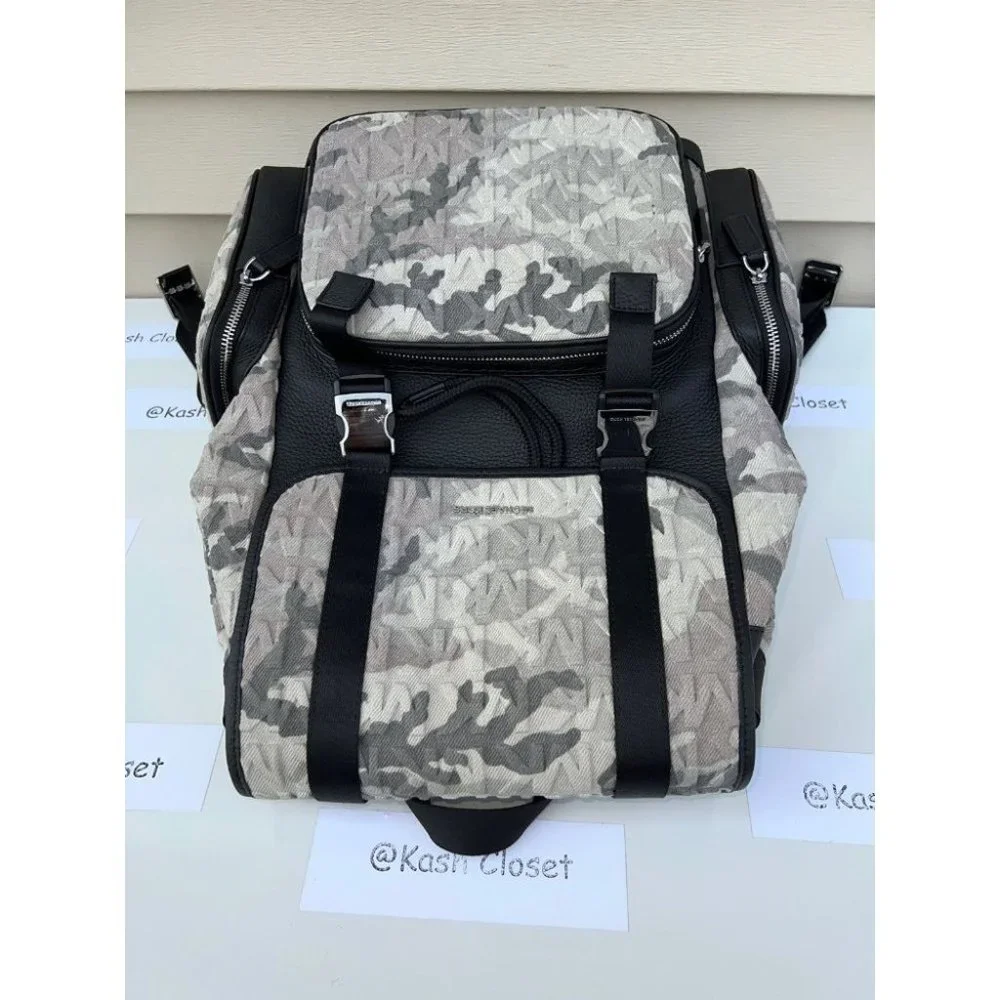 Michael Kors Backpack Cooper Logo Denim Backpack Utility Rucksack Black - Picture 7 of 12